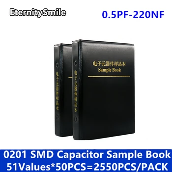 0201 SMD Kondenzátorov vzorkovníka 51valuesX50pcs=2550pcs 0.5 PF~220NF Sortiment Auta Pack