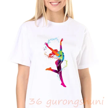 2020 ropa mujer akvarel Balet Girl t shirt ženy, žena vintage tričko camiseta mujer kawaii oblečenie biela žena t-shirt top