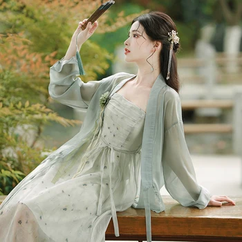 2023 čínsky národný štýle retro hanfu šaty vintage štýl šaty orientálna kvetinová šifón šaty žien lepšiu hanfu qipao šaty