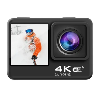 4K 60FPS Wifi Akčná Kamera Anti-Shake DV Fotoaparát, Dual Screen 170° Široký Uhol 30 M Vodotesná Športová Kamera