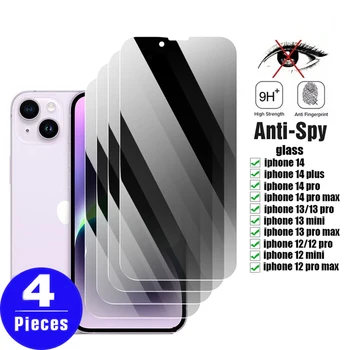 4Pcs screen protector Anti-Spy Sklo Pre iphone 14 plus 13 pro 12 mini 11 SE 2022 8 7 X XS Max XR 6 6S Tvrdeného skla telefón film