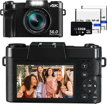 56MP Digitálny Fotoaparát Vlogging Videokamera 4K Kamera pre YouTube, Live Stream, Wifi, Webcam Video Fotoaparáty s Automatickým Zaostrovaním 3