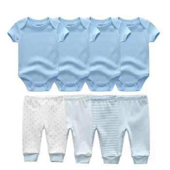 8 Ks/Veľa Baby Kombinézach+Nohavice Sady Letných Bavlna Chlapec Dievča Dojčenské Oblečenie Sady Novorodenca Unisex Oblečenie Onesies