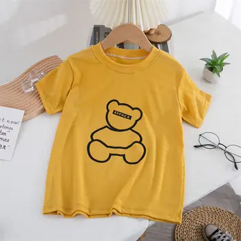 Deti okolo Krku Nové Temperament Letné T-shirt Päť-bod Rukáv Jednoduchý Trend All-zápas kórejský Štýl detské Oblečenie