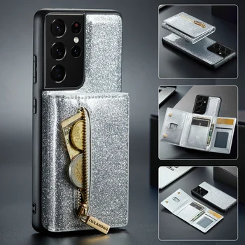 DG.MING 2 v 1 Magnetické Odnímateľné Kožené Peňaženky Telefón puzdro Pre Samsung Galaxy S21 Plus Ultra S20 FE M3 Série