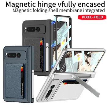 Kartu Prípadoch Pre Google Pixel Násobne 5G Magnetický Záves Kožené Predné Sklo ochranný Film Pevného Full Konzola Shockproof