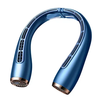 Krk Ventilátor USB Bladeless Turbo Neckband Ventilátor Nabíjateľná Stlmiť Prenosné Domov Vonkajší Ventilátor, Sklopné Chladiaci Ventilátor Modrá