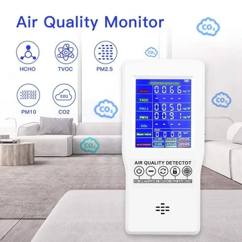 Kvalita ovzdušia Monitor Pre CO2 Formaldehyd(HCHO) TVOC PM2.5/PM10 Multifunkčné Vzduchu