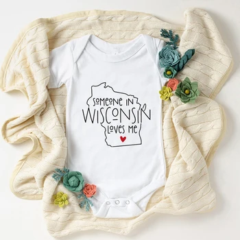 Niekto vo Wisconsine Ma Miluje Novorodenca Dievča Oblečenie Bavlnené Letné Pohodlný Dieťa Kombinézach Creative Móde Batoľa Romper