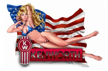 Pre predajcov značiek kenworth USA DIEVČA NÁLEPKY SEMI TRUCK ODTLAČKOVÝ GARÁŽ ŠTÍTOK MUŽ JASKYŇA TOOLBOX