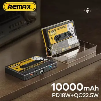 Remax Power Bank 10000mAh Pásky Vstavaný Kábel Napájací Banka, QC, Rýchle Nabíjanie USB LED Digitálny Displej Retro na iPhone Huawei Xiao