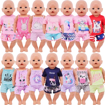 T-tričko+ krátke Nohavice Pre 43 Cm Narodené Dieťa Reborn Bábiky Príslušenstvo 18-Palcové American Doll Dievčatá, Hračky Našej Generácie Nenuco