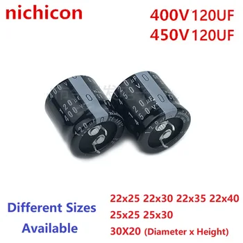 2 ks/Veľa Nichicon 120uF 400V 120uF 450V 400v120uf 450V120UF 22x25/30/35/40 25x25/30 30X20 modul Snap-in PSU Kondenzátor