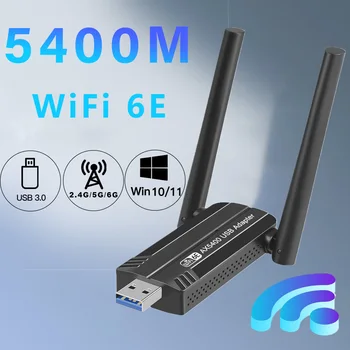5400Mbps USB3.0 WiFi 6A Adaptér Tri Pásmo 2.4 G 5 G 6 G Wireless WiFi Dongle Antény Gigabit Ethernet Sieťová Karta Prijímač Pre PC