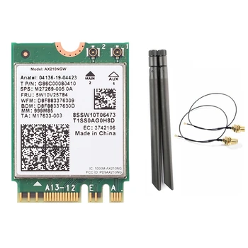 AX210NGW WIFI6E 5374M Gigabit 2.4 G/5G/6 G Tri-Band Bezdrôtovej Sieťovej Karty+Kábel+8DB Anténu Auta Vstavaný Wifi Sieťová Karta