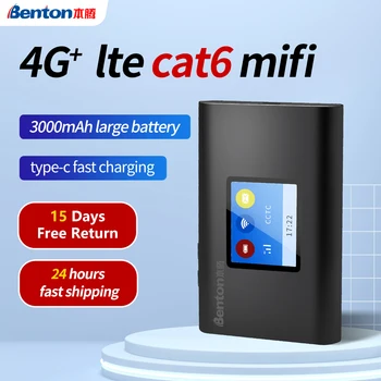 Benton M100 Cat 6, 4G+ Wifi 300Mbps Wireless Router Lte Prenosný Wifi Hotspot 5G Mifi Odomknúť Typ-c Rýchle Nabitie 3000 mAh Batéria