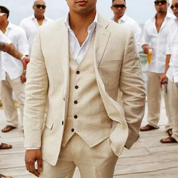 Bielizeň Lete Muži Obleky pre Svadby Ženích Tuxedos 3 Ks Bežné Pláži, Vlastné Set Bunda Vesta s Nohavice Americkej Módy 2023