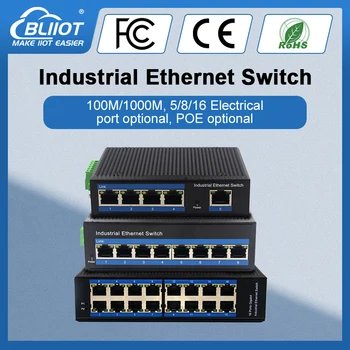 BLiiot poe switch ethernet switch gigabit Priemyselných Spínačov Tienené Porty bez ventilátora Rozšíriť & Režim Priority