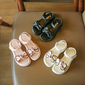 Dievčatá Sandály Lete Nové Pohodlné, protišmykové Pláže Topánky Deti Black Bow Princezná Sandále сандалии для девочек sandálias