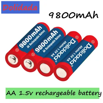Dolidada 2023 Novú Značku 9800 MAH nabíjateľná batéria AA 1,5 V. Nabíjateľná Nové Alcalinas drummey +1pcs 4-článková batéria, nabíjačka