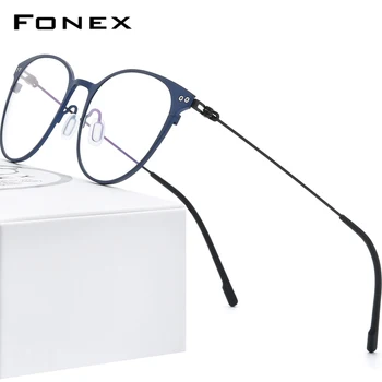 FONEX Čistého Titánu Okuliare Ženy Vintage Kolo Krátkozrakosť, Optické Predpis Lupa 