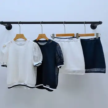 Golf dámske Krátky Rukáv T-shirt Oka vydlabaných Krátke Sukne Dvoch-dielny Temperament kórejská Verzia Bedminton Športové Oblek