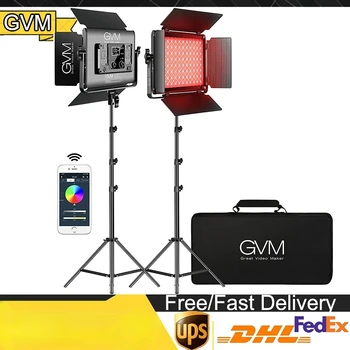 GVM 1000D RGB Led Video Svetlo S 2 Softboxes Fotografie Osvetlenie Súprava Bluetooth Ovládanie Farebný Video Osvetlenie