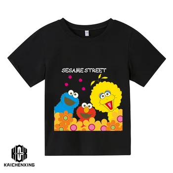 Hot predaj Sesame Street Deti Roztomilý módne bežné tričko Classic deti chlapci dievčatá street fashion crewneck-T-shirt bežné T-shir
