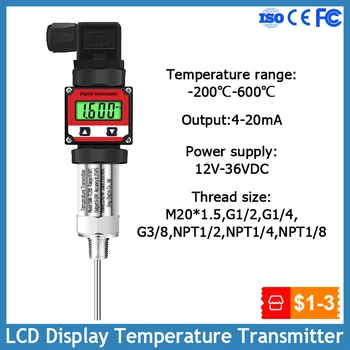 LCD Displej Vysielač Teploty PT100 Sondy Teploty Snímače 4-20mA Výstup 24VDC Plug-in Hirschmann Snímač Teploty