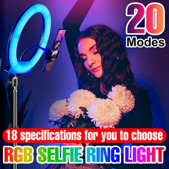 Led RGB Selfie Vyplniť Svetla Nastaviteľný Statív LED Ringlight Pre Photo Studio 5V Stmievateľné Nočné Svetlo Profissional Fotografie Lampa