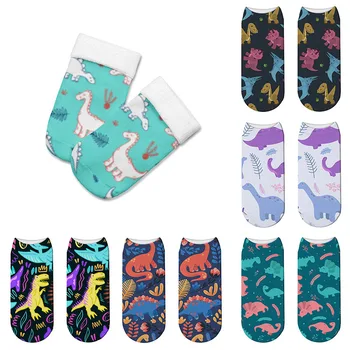 Nové Módne Ženy Roztomilej Príležitostné Bavlnené Ponožky 3D animovaný Dinosaura Tlač Ponožka Unisex Priedušná Krátke Ponožky Zábavné Ponožky Hocku