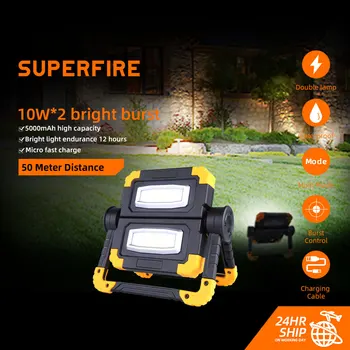 SUPERFIRE G7 KLASU Pracovné Svetlo Super Jasná Dvojité Čítanie USB Nabíjateľné Nastaviteľný Uhol Outdoor Camping Opraviť auto Svietidla