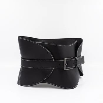 Top-šil pás tesnenie kožené dámske široký opasok čiernej pin pracky módne mäkké kožené šaty dekoratívny pás