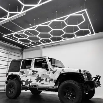 Továrenské Auto Workshop Honeycomb Svetlo Geometrický Dizajn Preložiť Šesťhranné Led osvetlenie pre Automatické Podrobne Supermarket holičstvo