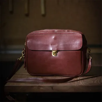 Vintage luxusné originálne kožené pánske messenger taška ručné outdoor voľný čas denne prirodzené prvá vrstva cowhide ttens taška cez rameno