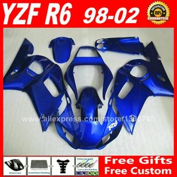 Všetky modré DIY horské vhodné na YAMAHA R6 YZFR6 1998 1999 2000 2001 2002 ABS plast časti yzf-r6 98 99 00 01 02 kapotáže súpravy E3S5