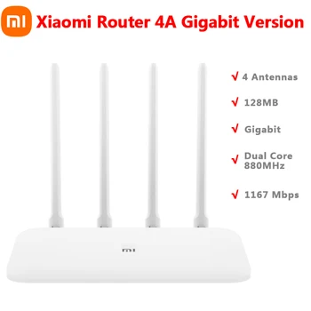 Xiao Mi Router 4A Gigabitové Sieťové Porty 2.4 / 5 GHz, 128 MB Repeater Externý Signál Siete Zosilňovač Mi Domov Rodičovskej Kontroly