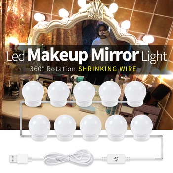 Zrkadlo Svetlom Podsvietené Zrkadlo Nástenné Svietidlo LED Toaletný Stolík Osvetlenie Kozmetických Lampa make-up Márnosť, Svetlo, Zrkadlo, Lampa Stmievateľné Bubl