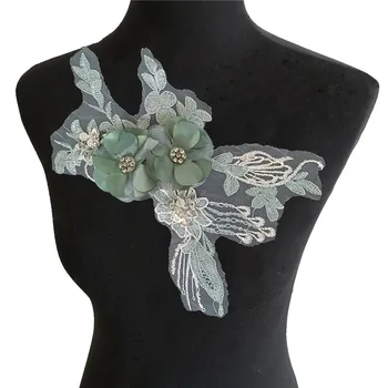 Čipky Kvetinové Výšivky Golier 3D Kvet Nášivka Svadobné Oblečenie Šaty Zdobiť Textílie Šitie Patch Tričko Odnímateľný Golier