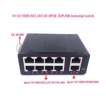 Štandardný protokol 802.3 AF/V 48V POE OUT/48V poe switch 100 mb / s 8port POE s 2port uplink/NVR