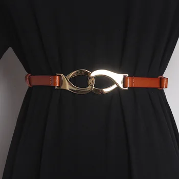 Ženské kovové pracky tenké ženský pás pre ženy módne zodpovedajúce sukne, šaty nastaviteľné jednoduchý univerzálny dizajn